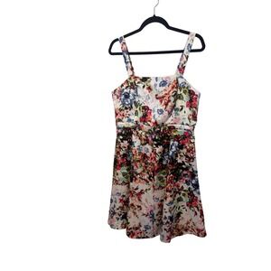 Gabby Skye Floral Fit Flare Dress Square Neck Sleeveless Size 12 Cottage Wedding